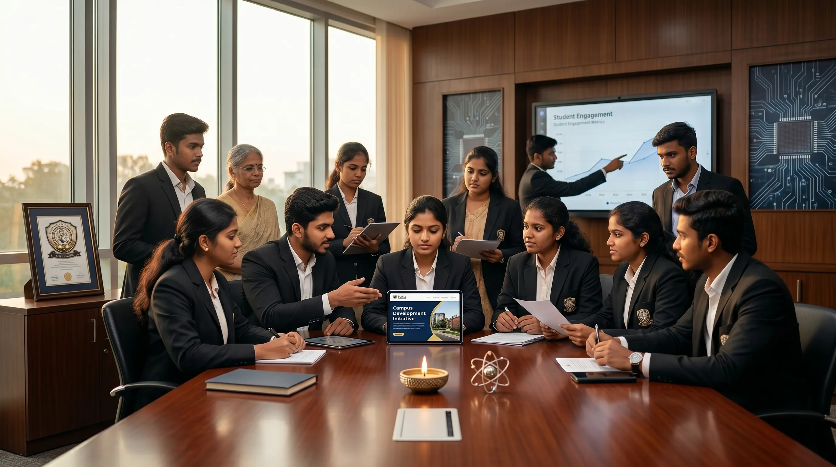 Students attending an academic session in the seminar hall