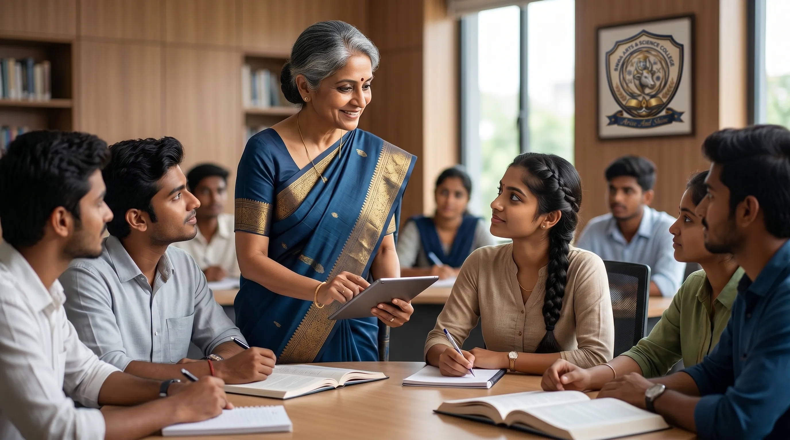 Faculty mentoring student in literary discussion
