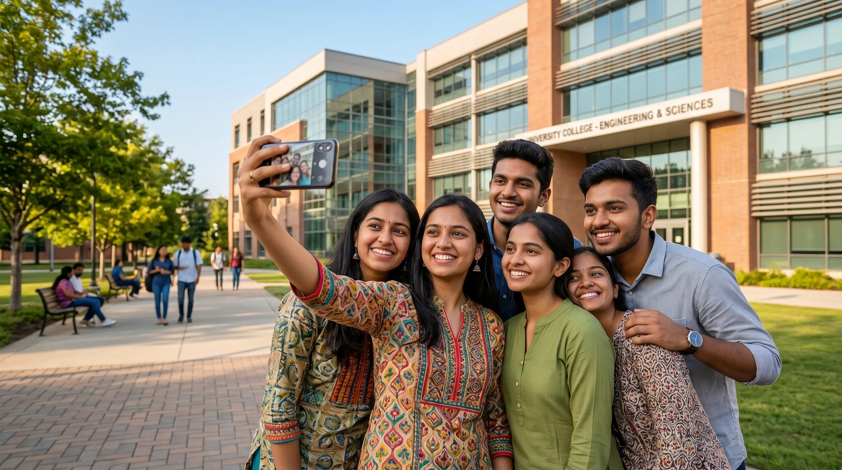 Friends discussing on campus