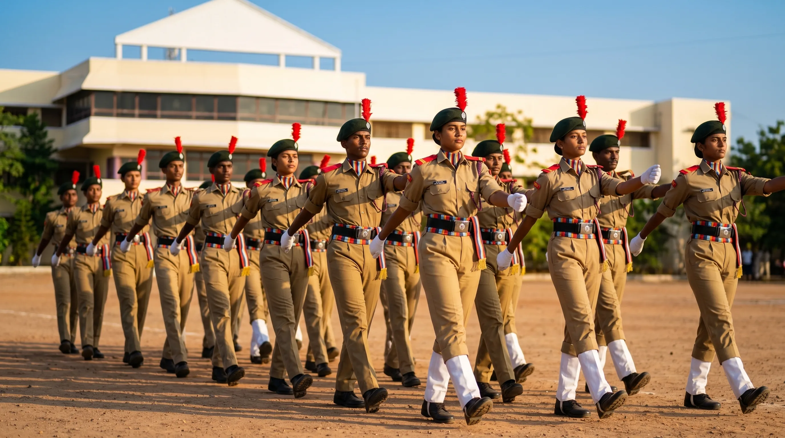 NCC cadets in physical training session