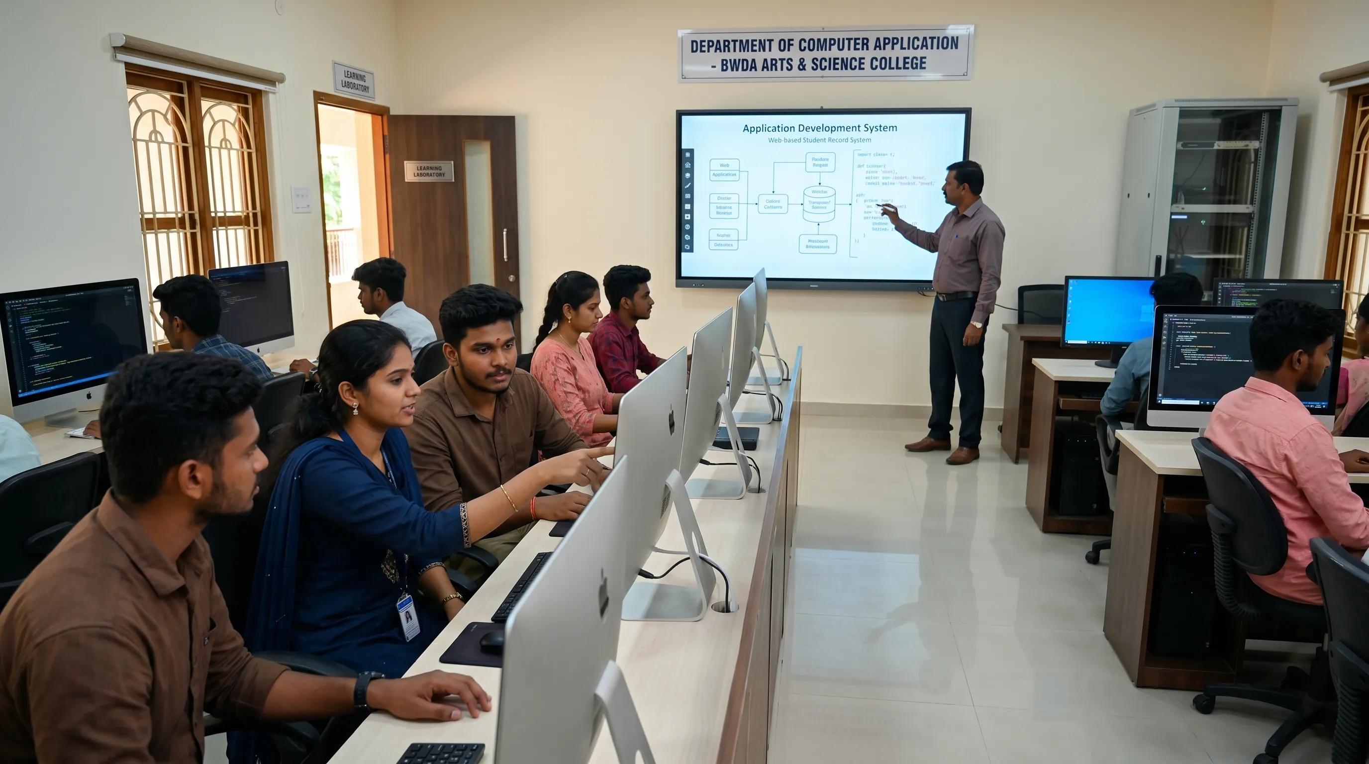 Students progressing through computer application study at BWDA